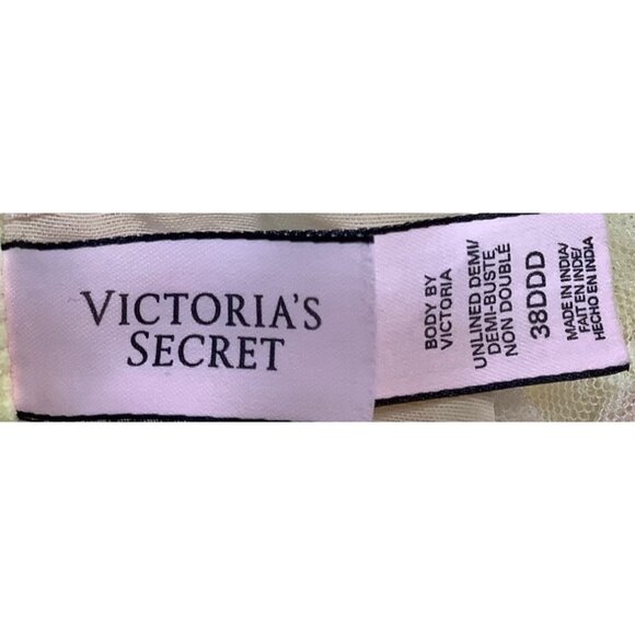 Victoria's Secret Body Victoria Unlined Demi Bra Women 38DDD Lace Yellow - Picture 3 of 6